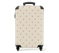NoBoringSuitcases.com® Valises, Bagages a Main Cabine 55x35x25 10kg, Luggage, Suitcase, Rigides 4 roulettes, De Voyage, Cadenas Avion, Ultra légère, Poignée Extensible, Motif cœurs Rose