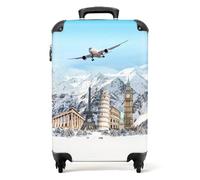 NoBoringSuitcases.com® Valises, Bagages a Main Cabine 55x35x25 10kg, Luggage, Suitcase, Rigides 4 roulettes, De Voyage, Cadenas Avion, Ultra légère, Poignée Extensible, Neige d'avion