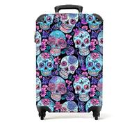 NoBoringSuitcases.com® Valises, Bagages a Main Cabine 55x35x25 10kg, Luggage, Suitcase, Rigides 4 roulettes, De Voyage, Cadenas Avion, Ultra légère, Polycarbonate, Poignée Extensible, Motif crâne