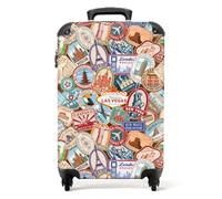 NoBoringSuitcases.com® Valises, Bagages a Main Cabine 55x35x25 10kg, Luggage, Suitcase, Rigides 4 roulettes, De Voyage, Cadenas Avion, Ultra légère, Poignée Extensible, Motif Destinations de Voyage
