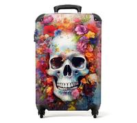 NoBoringSuitcases.com® Valises, Bagages a Main Cabine 55x35x25 10kg, Luggage, Suitcase, Rigides 4 roulettes, De Voyage, Cadenas Avion, Ultra légère, Polycarbonate, Poignée Extensible, Crâne botanique