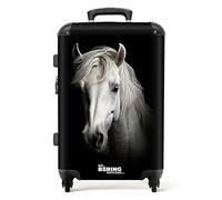 NoBoringSuitcases.com Valises, Valise Soute, Grande Valise, Serrure TSA, Valise Soute 23kg, Valise Rigide, Bagage, Valise Taille M, Valise Grande, Valise Grande Taille (67cm - 72L), (Cheval - Blanc)