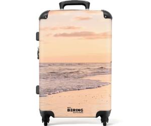 NoBoringSuitcases© Koffer Valise Moyenne Valises M Taille Rigide Voyage | 67x43x25 cm - Suitcase Roulette Légère Travel 4 Roues Solide Trolley Plage - Écume - Nuages