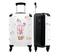 NoBoringSuitcases© Valise Cabine Enfant Fille Valise Pas Cher Valises | 55x35x20 cm - Licorne - Animaux - Pink - Ballon à Air