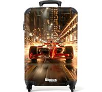 NoBoringSuitcases© Valise Cabine Enfant Garcon, Bagages avec 4 roulettes, | 55x35x25 cm - Trolley (Voiture de course - Rouge)