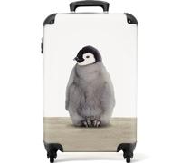 NoBoringSuitcases© Valise Cabine Enfant, Trolley, Bagages Roulette, | 55x35x25 cm - (Pingouin - Gris)