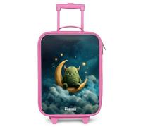 NoBoringSuitcases© Valise Enfant Rose Compacte Ultra Légère Bagages À | 48x31x19 cm - Roulettes LED Pour Enfants Petite Voyage Bagage Bebe - Garçon - Vert - Monstre - Croissant