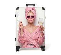 NoBoringSuitcases© Valise Grande Taille 4 Roues Bagages Trolley Vacances | 77x51.5x28 cm - Large Suitcase Travel Légère Grandes Valises Soute Avion Femme - Rose - Vin - Lunettes - Soleil