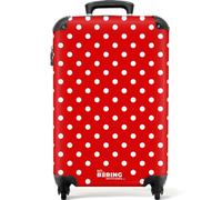 NoBoringSuitcases© © Valise Rigide de Voyage Valise à roulettes Coque Dure | 55x35x20 cm - en Bagage à Main - Taille Moyenne en 12 Images (Points blancs sur fond rouge, )