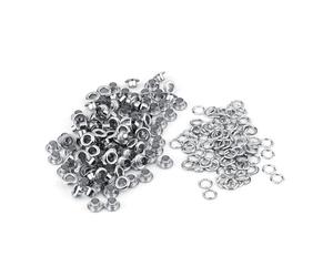 NOBRAND 100 pièces Oeillets Oeillets 5mm Oeillets Trousse à Outils Oeillets en métal Oeillets avec rondelles pour l'artisanat du Cuir Chaussures vêtements(Argent)