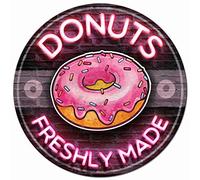 nobrand Plaque vintage en étain Motif Donuts Freshly Made Home Kitchen Coffee Office Art Bar 30,5 x 30,5 cm Décoration murale