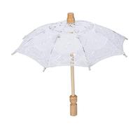 Nobranded Fdit Broderie de Fleurs de Dentelle de Mariage à la Main, Parasol mariée mariée Parasol Photographie décoration Parapluie(S-Blanc)