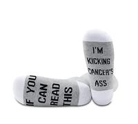 NOBRANDS PYOUL Chaussettes de sensibilisation au cancer Cadeau pour survivant du cancer You Can Read This I'm Kicking Cancer's Ass Socks, Kicking Cancer's Ass 1 paire, M