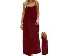 NobSuit Robe Longue Maxi Femme Été Bretelles Spaghetti Dos Nu Nouée Robe de Plage Fluide Décontractée