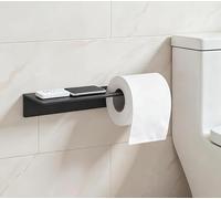 Nobtou Support de papier toilette avec support de téléphone - Peut contenir des rouleaux jumbo - Autocollant ou vis mural - Deux méthodes d'installation pour salle de bain, camping-car, cuisine