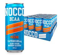 NOCCO Boisson énergissante goût pêche 180 mg caféine 24x330ml Boissons énergétiques, Sans Sucre BCAA (Peche)