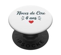 Noces de Cire 4 Ans Anniversaire de Mariage 4 Ans Ensemble PopSockets PopGrip Adhésif