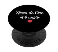 Noces de Cire 4 Ans Anniversaire de Mariage 4 Ans Ensemble PopSockets PopGrip Adhésif