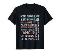 Noces De Coquelicot Pour Couple Amoureux 8 Ans de Mariage T-Shirt