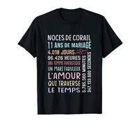 Noces De Corail Pour Couple Amoureux 11 Ans de Mariage Amour T-Shirt