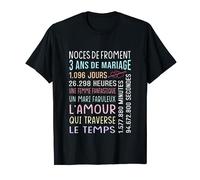 Noces De Froment Couple Amoureux 3 Ans de Mariage Amour T-Shirt