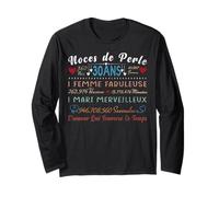 Noces de perle cadeau 30 ans de mariage anniversaire couple Manche Longue