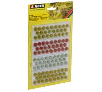 NOCH 07135 Touffes D'Herbe Avec Fleurs (Jaune/Rouge/ Blanc) Pièces 104 - H MM6