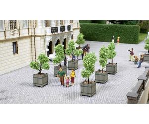 NOCH 14013 Lot de 2 H0, découpe laser, arbres décoratifs minis dans des cuvettes modèle fini