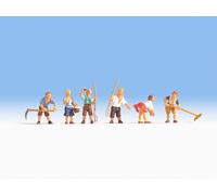 NOCH 15618 Échelle Ho Paysans Différentes Positions (Pièces 6 Avec Accessoires)