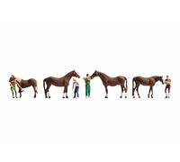 Noch - 15632 - Modélisme Ferroviaire - Soin De Cheval - 4 Figurines Et 4 Chevaux