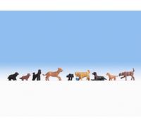 Noch 15719 - 9 X Chiens Pré Peint - Ensemble Deux 1/87th =H0 / 00 Jauge 2nd