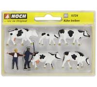Noch 15724 - Cows & Taureau (5) Avec Drovers (2) - 1/87th =H0 / 00 Jauge -