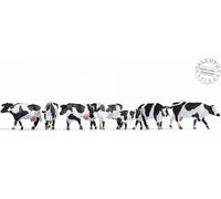 NOCH 15725 Animaux : Ensemble De 7 Vaches Pâturage Blanc Et Nere En Échelle 1:87
