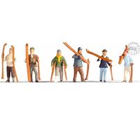 Noch 15829 Personnages : 6 Skieurs Avec Skis À Suivre En Échelle 1:87 H0