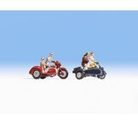 NOCH 15905 Échelle HO Personnes En Sidecar (Pz. 4 Avec Deux Motos)