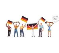 NOCH 15966 Set De 6 Figurines De Supporters Allemands Avec Drapeaux Et Écharpes