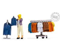 Noch Tiny-Scenes - Figurines H0 - Scène de marché réaliste avec présentoir pour modélisme