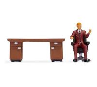 Noch 16518 - Tiny-Scenes « Au bureau » : Employé et bureau marron - HO (1:87)
