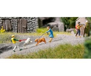 Noch 16602 - Funny-Scenes, Rencontre de chiens - HO (1:87)