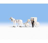 NOCH 16706 Échelle HO Voiture Blanche Avec Cheval Et Cocher