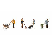 Noch Lot de figurines «Personnes avec chiens» — Support + 4 figurines et chiens, Échelle N