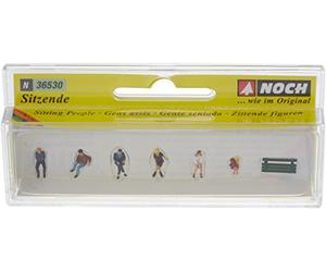 Noch - 36530 - Modélisme Ferroviaire - Gens Assis - 6 Figurines - 1 Banc