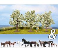 NOCH 94003 Échelle Ho The Four Season : Set Complet Avec Chevaux Ed Arbres Fleur