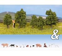 NOCH 94004 Échelle Ho The Four Season : Set Avec Animaux De Fattoria et Buissons