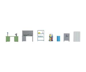 NOCH Accessoires d'atelier pour Atelier Miniature, jauge de Voie H0 Modélisme Kit d'accessoires