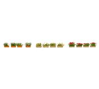 Noch® Jardinières en Fleurs Rouge, Blanc et Jaune, 12 Plantes peintes à la Main pour la Largeur de Voie H0, parfaites pour la décoration des détails, Coloré