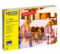 NOCH® Ensemble Combiné « Au Marché De Noël », Avec Kit De Construction Laser-Cut