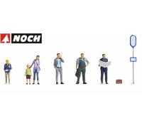 Noch Figurines modèle fini «À l'arrêt de bus» 15246 – Lot de 6 – H0 (1:87) Plastique peint