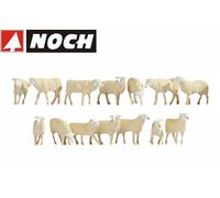 Noch Figurines Moutons 15749 – 14 pièces Échelle 1:87 pour H0 (trains et dioramas)