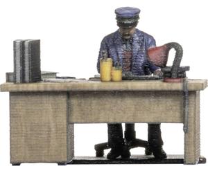 NOCH H0 Agent ferroviaire au bureau peint, assis